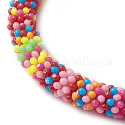 Женские эластичные браслеты из акрила и бисера в виде снежинок BJEW-JB10157-01