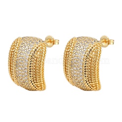 Латунные серьги-гвоздики с микропаве из кубических цирконий овальной формы&nbsp;EJEW-L275-09G