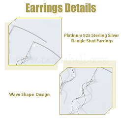 1 пара сережек-гвоздиков в форме волны из стерлингового серебра&nbsp;EJEW-HS0001-32P