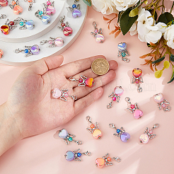 36 шт. 6-х цветный подвесной светильник в виде ангела из сплава и акрила HJEW-FH00116