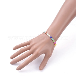 Bracelets extensibles de perles de rocaille de verre rectangle&nbsp;BJEW-JB05297