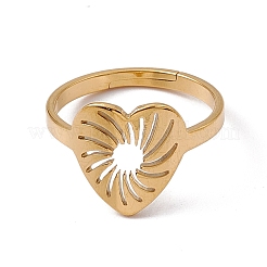 Ионное покрытие (ip) 201 нержавеющая сталь полое сердце регулируемое кольцо для женщин RJEW-C045-02G