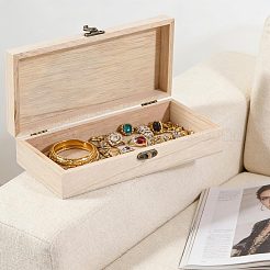 Cajas de almacenamiento de madera con tapa abatible y cierres metálicos&nbsp;CON-WH0095-230