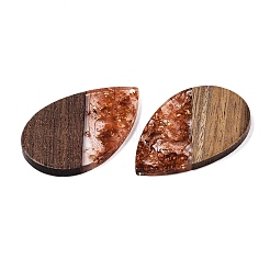 Большие подвески из прозрачной смолы и орехового дерева&nbsp;RESI-T058-05D