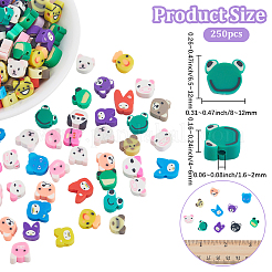 250шт бусины из полимерной глины ручной работы&nbsp;CLAY-PA0001-23