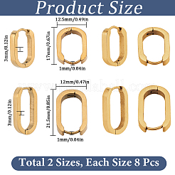 8 paio 2 colori orecchini a cerchio huggie in acciaio inossidabile 304&nbsp;STAS-SC0021-28G