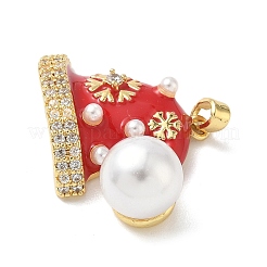 Рождественские латунные эмалевые подвески с микропаве из кубических цирконий KK-K305-10A-G