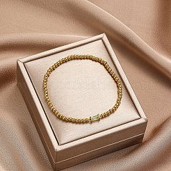 Bracciali con maglie in acciaio inossidabile 304 con pietra portafortuna e zirconi cubici&nbsp;FS-WG4804B-01
