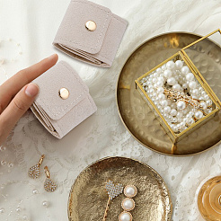 Organizador de joyas enrollable de cuero sintético con un bolsillo y botones a presión de metal dorado.&nbsp;ABAG-WH0048-69A