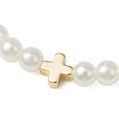 3 pcs 3 styles ccb imitation perle blanche jade perles bracelets ensembles&nbsp;BJEW-JB11055