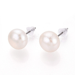Boucles d'oreilles perle naturelle&nbsp;PEAR-N020-09B-01
