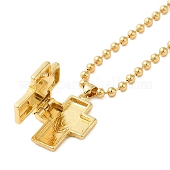 Настоящее 18-каратное золотое латунное ожерелье с подвеской в виде ракушки и шарика для женщин NJEW-K381-02D-G