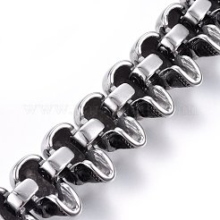 304ステンレススチールリンクブレスレット  カニカン付き  スカル  アンティークシルバー  9インチ（23cm）  25.5x14mm&nbsp;BJEW-L631-16AS