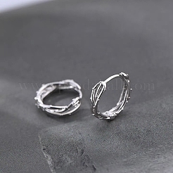 Антикоррозийные витые серьги-кольца из стерлингового серебра с родиевым покрытием 925 шт. EJEW-I260-37P