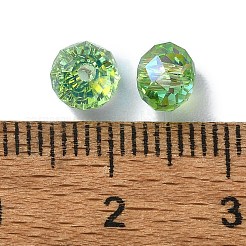 Ab色のメッキガラスビーズ  ファセットロンデル  薄緑  6x4mm  穴：1.4mm&nbsp;EGLA-P059-03A-AB10