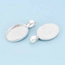 Cabochon ciondolo ovale piatto in lega stile tibetano&nbsp;PALLOY-WH0110-33H