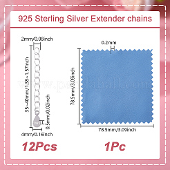12 шт. 925 конца из стерлингового серебра с удлинительными цепочками и подвесками-капельками STER-GO0001-56