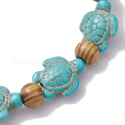 Barcelets extensibles en perles turquoise synthétique&nbsp;BJEW-JB10291-01