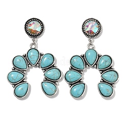 Серьги-гвоздики из сплава синтетической бирюзы&nbsp;LS-EJEW-U053-09B-AS
