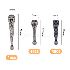 12 шт. 3-х стильный наконечник для шнура из сплава FIND-FH0005-92