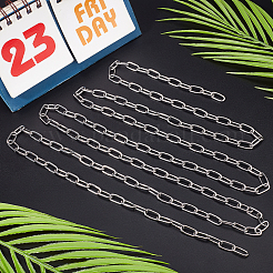 304ステンレススチールペーパークリップチェーン  ハンダ付け  ステンレス鋼色  18x9x2mm  約6.56フィート(2m)(±3cm)/個&nbsp;CHS-WH0002-02B-P