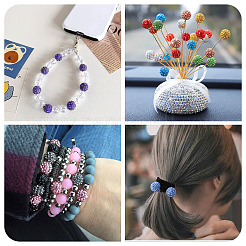 100 шт. 2-цветные бусины из полимерной глины ручной работы со стразами CLAY-TA0001-79B