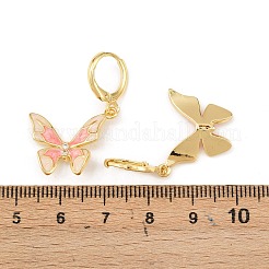 Серьги-кольца с бабочками из латуни с микропаве из прозрачных кубических цирконий&nbsp;EJEW-B154-02G