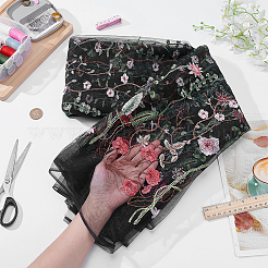 花柄ポリエステル生地  ウェディングガーゼ刺繍生地  衣装作りに  ブラック  1600mm  約3ヤード/個&nbsp;DIY-WH0656-55B