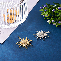 2шт 2 цвета латунные микропаве прозрачные кубические циркониевые подвески&nbsp;ZIRC-PJ0001-09