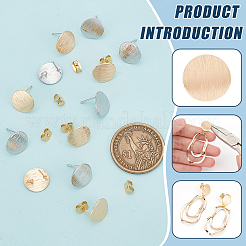 12 шт. 2-х цветные плоские круглые латунные серьги-гвоздики KK-BC0012-28