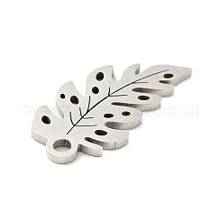 変色しない201ステンレススチールペンダント  シュロの葉  ステンレス鋼色  16.5x8.5x1mm  穴：1.4mm&nbsp;STAS-E015-16P