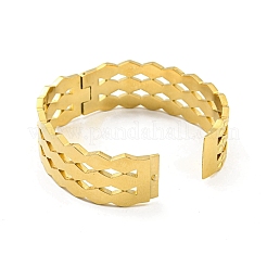 304ステンレススチール製中空ヒンジ付きバングル（女性用）  ゴールドカラー  3/4インチ（2cm）  内径：2-3/8x2インチ（5.9x4.95cm）&nbsp;BJEW-D044-02B-G