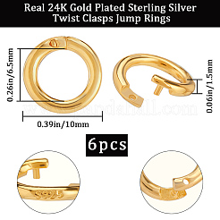 6 шт. 925 серебряных кольца-замка STER-BBC0008-69C-G