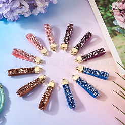 12 шт. 4-цветная фурнитура для брелока из сплава со стразами&nbsp;FIND-BT0001-38A