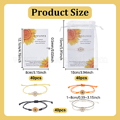 Браслеты из плетеных бусин из сплава эмалированного цветка ромашки с вощеным полиэстеровым шнуром для женщин&nbsp;BJEW-UN00034