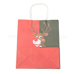 クリスマステーマクラフト紙袋  ハンドル付き  ギフトバッグやショッピングバッグ用  鹿の模様  35cm&nbsp;ABAG-H104-D06