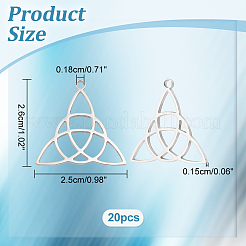 ステンレスペンダント201個  三位一体の結び目  ステンレス鋼色  25x26x1.5mm  穴：1.8mm  20個/箱&nbsp;STAS-UN0046-91