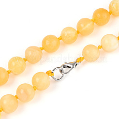 Круглый природных желтый нефрит бисером ожерелья NJEW-F327-02B-04-01
