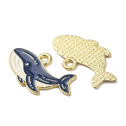 オーシャンアロイエナメルペンダント  ゴールドカラー  クジラのチャーム  14x26x1mm  穴：2mm&nbsp;LS-ENAM-B041-01E