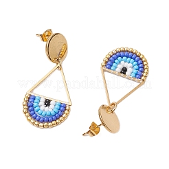 Boucles d'oreilles à tige en forme de larme et de perles de rocaille&nbsp;EJEW-MZ00251
