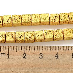 Fili di perle di roccia lavica naturale elettrodeposta&nbsp;G-E602-03-B
