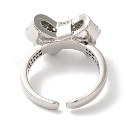 Открытые манжеты из латуни с бантом и микро-паве с прозрачным цирконием для женщин&nbsp;LS-RJEW-C098-13P