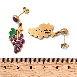 Серьги-гвоздики в форме винограда из нержавеющей стали 304 EJEW-H163-01G