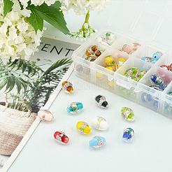 Handmade стеклянные бусины Lampwork фольги&nbsp;FOIL-OC0001-02