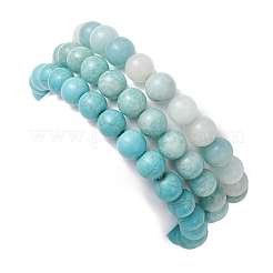 Комплект из 3 круглого браслета из натурального амазонита&nbsp;BJEW-JB12991