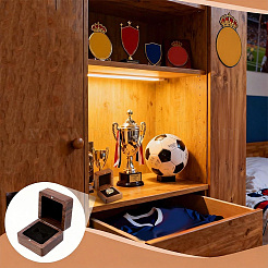 Cajas magnéticas de madera de nogal para embalaje de anillos de campeonato&nbsp;CON-WH0086-245
