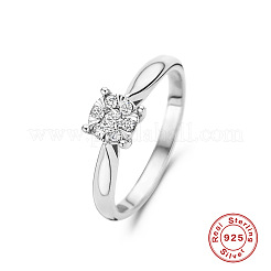 Плоские круглые 925 стерлингового серебра микропаве прозрачные кубические циркониевые кольца для пальцев&nbsp;FS-WGE1F50-04