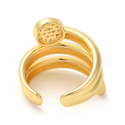 Круглые латунные открытые манжеты с микропаве и прозрачным фианитом RJEW-U008-22G