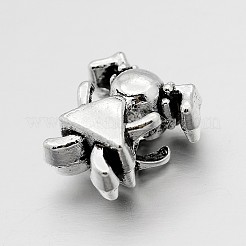 合金の女の子大きな穴ヨーロッパのビーズ  アンティークシルバー  14x14x7mm  穴：4.5mm&nbsp;MPDL-M040-15AS