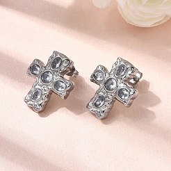 6 paire de boucles d'oreilles à tige en acier inoxydable 304 avec zircone cubique&nbsp;EJEW-P330-01P